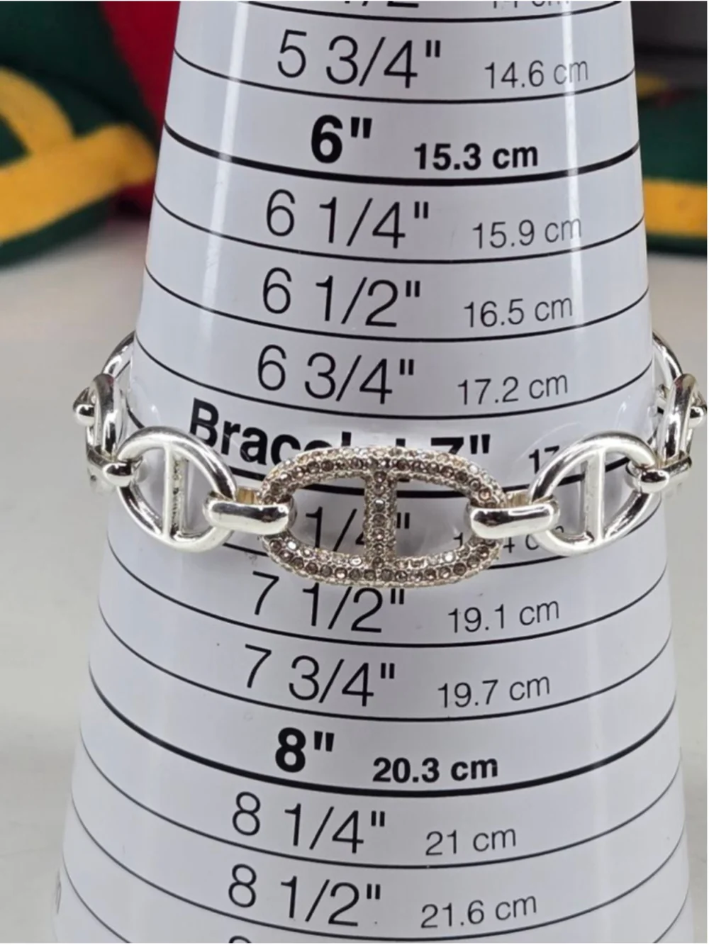 Bomb Party Bracelet Mariner Link CZ Crystal Accent Adjustable Silvertone Chain